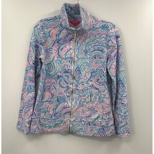 Lilly Pulitzer Multi Color Print Leona Full Zip Mock Neck Jacket Womens Medium